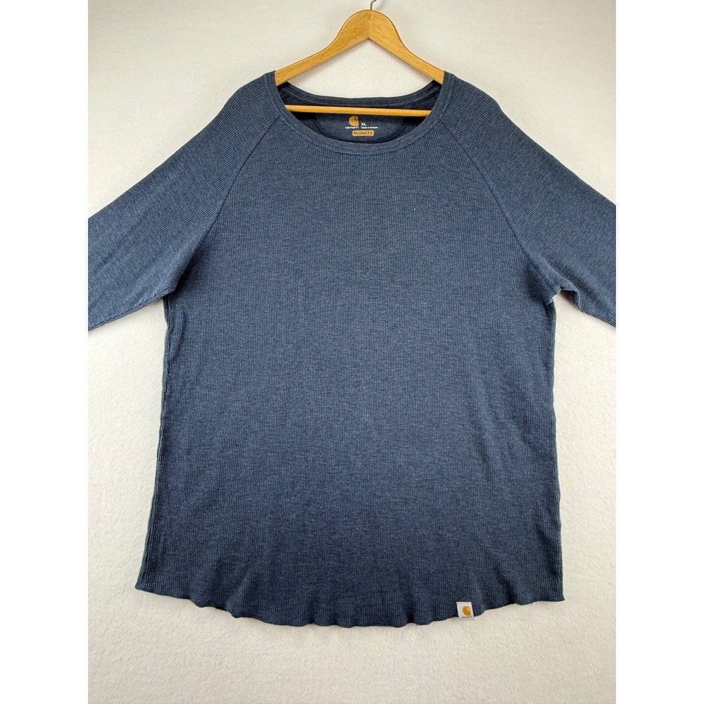 Carhartt Thermal Shirt Mens XL Blue Long Sleeve Relaxed Fit Waffle Knit Top
